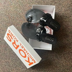 Michael Kors black plastic sandals